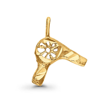 14K Yellow Gold Real Hair Dryer Beautiful Charm Pendant 14mmX16mm 0.7grams